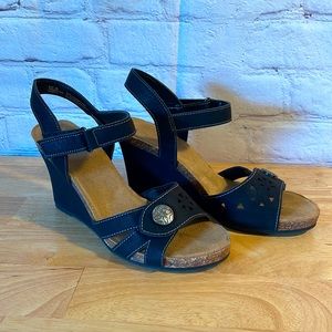 Black Marbella Wedge Sandals